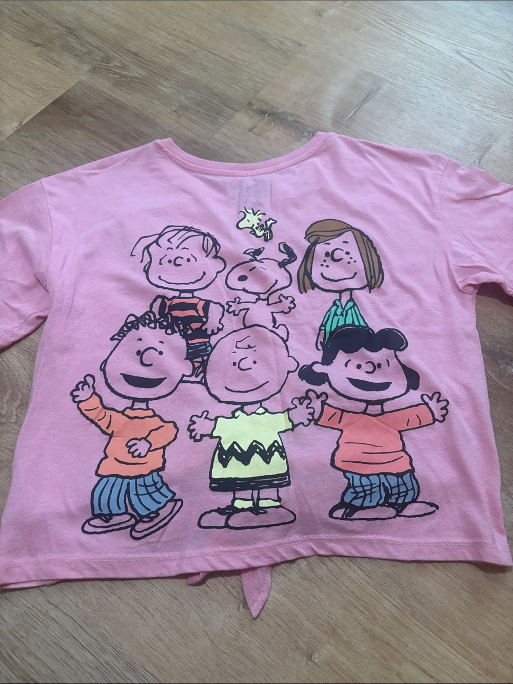 Peanuts Pink Tie-Front Crop Tee Tshirt with Snoopy Patch Medium - Picture 4 of 4